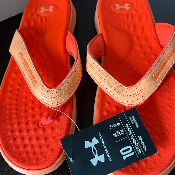 Under Armour Orange Sandals with Textured Footbed - Picture 1 of 4